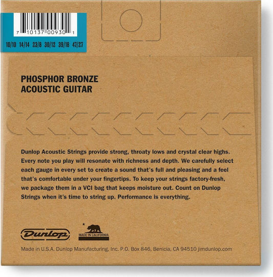Dunlop Acoustic Guitar Strings 12 String Set Σετ Χορδών Phosphor Bronze Ακουστικής Κιθάρας 10 - 47"