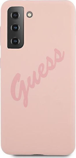 Guess Script Vintage Back Cover Πλαστικό Ροζ (Galaxy S21+ 5G)
