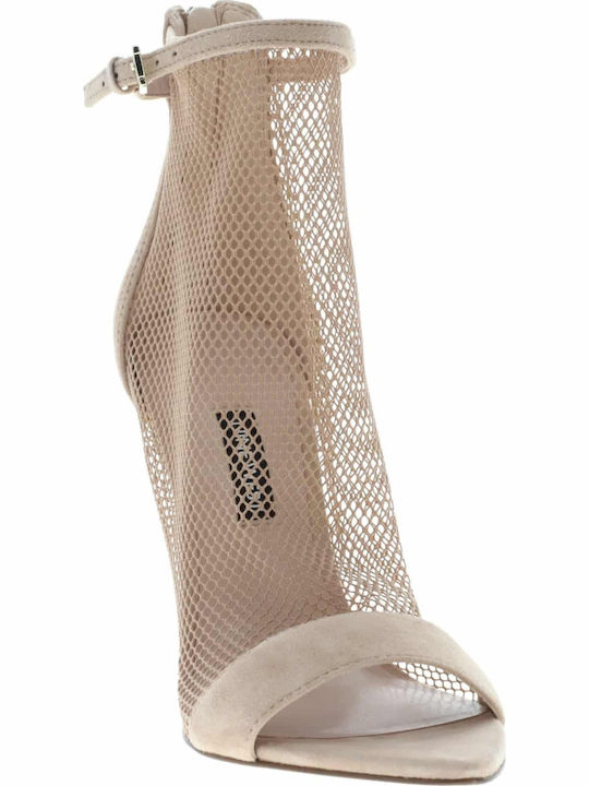 Women's Sandals Gotbank Beige with Thin High Heel