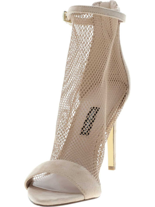 Women's Sandals Gotbank Beige with Thin High Heel