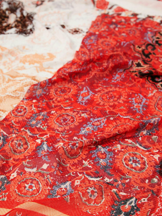 Desigual Indonesian Patch Γυναικείο Φουλάρι Κόκκινο