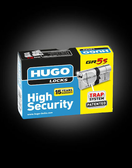 Hugo Locks Κύλινδρος Κλειδαριάς Ασφαλείας 90mm (40-50) με 5 Κλειδιά Ασημί