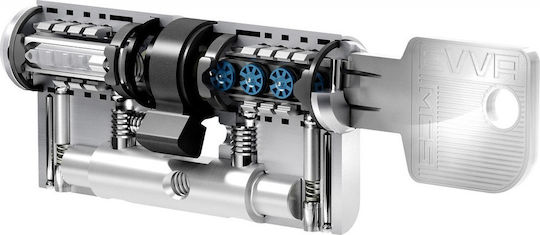 EVVA Κύλινδρος Κλειδαριάς Ασφαλείας Mcs 80mm (30-50) με 3 Κλειδιά Ασημί