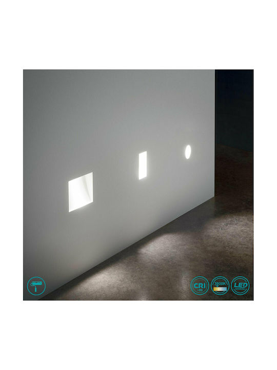 Ideal Lux Walky Square Plaster Recessed Spot with Integrated LED and Warm White Light White 10x10cm. 1pcs