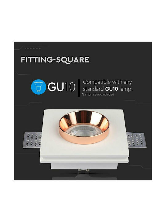 V-TAC Square Plaster Frame for Spot GU10 Copper 10x10cm. 1pcs