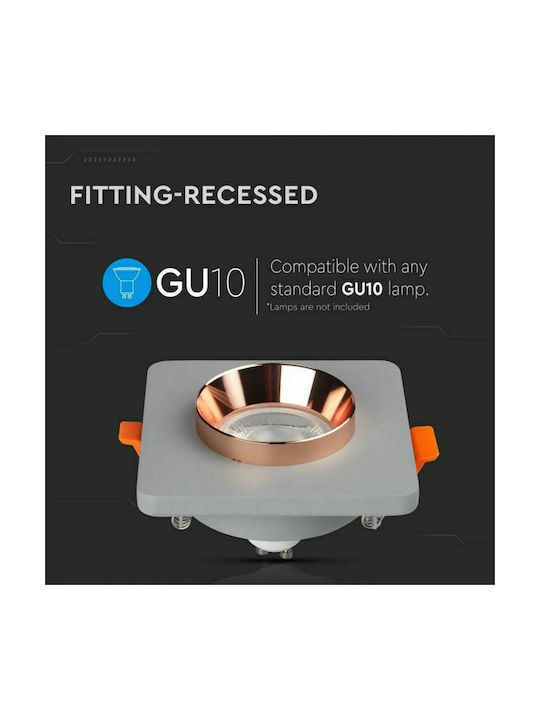 V-TAC Square Plaster Frame for Spot GU10 Gray 10x10cm. 1pcs
