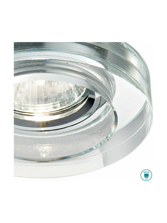 Ideal Lux Blues Round Glass Recessed Spot with Socket GU10 Transparent 9.5x9.5cm. 3pcs