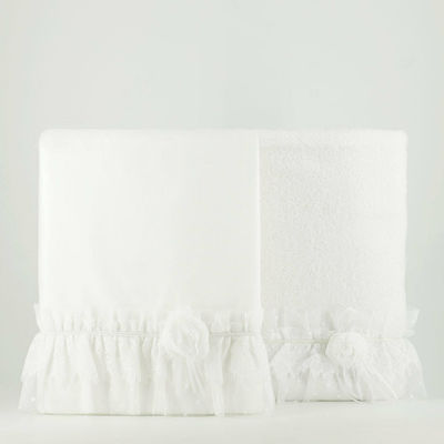 My Little Kiss Baptism Towel Set Pauline Λευκό /white