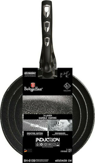 Berlinger Haus Black Silver Collection Σετ Τηγάνια από Αλουμίνιο Black Silver 3τμχ