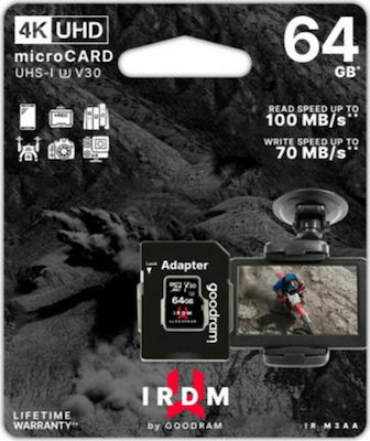 GoodRAM IRDM microSDXC 64GB Class 10 U3 V30 UHS-I με αντάπτορα