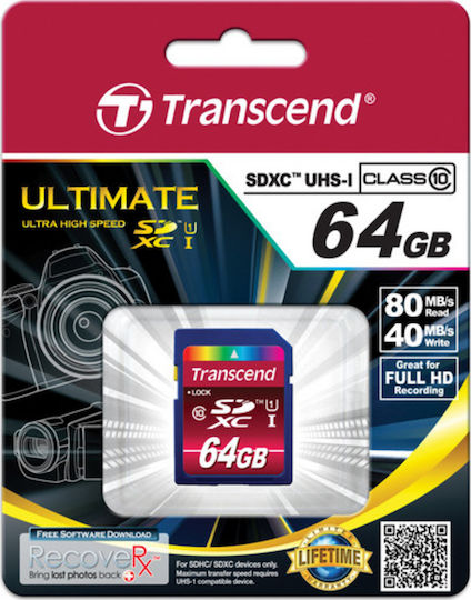 Transcend Ultimate 600x SDXC 64GB Class 10 U1 UHS-I