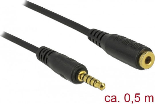 DeLock Καλώδιο Ήχου 3.5mm male - 3.5mm female Μαύρο 0.5m με Επίχρυσους Ακροδέκτες 85700