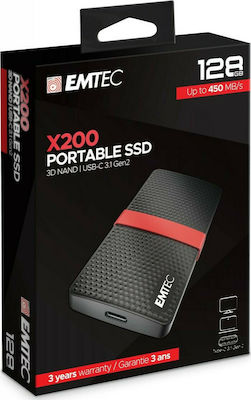 Emtec X200 Portable USB 3.1 / USB-C Extern SSD 128GB 2.5" Roșu