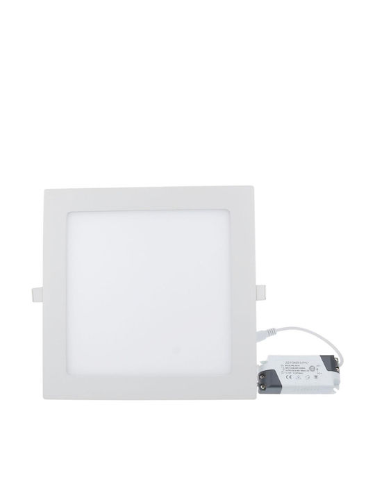 Lucas Square Recessed LED Panel 18W with Natural White Light 22x22cm