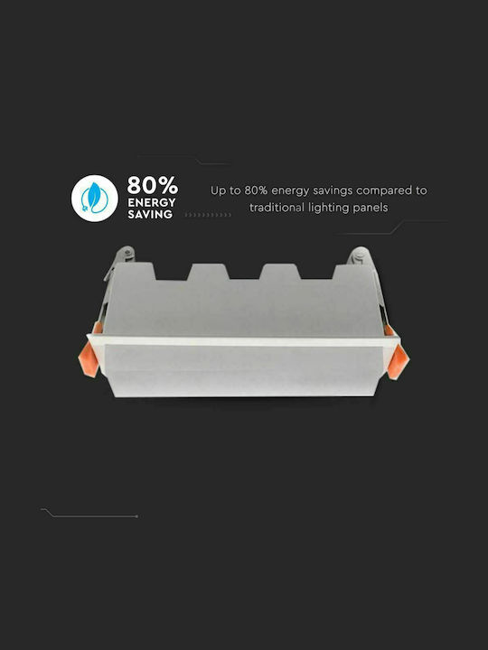 V-TAC Παραλληλόγραμμο Χωνευτό LED Panel 10W με Ψυχρό Λευκό Φως 6400K 16x4.5εκ.