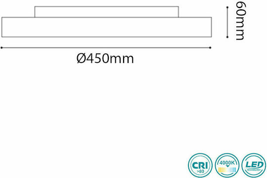 Ideal Lux Halo Rund Draußen LED Panel 31W mit Natürliches Weiß Licht 4000K