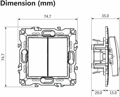 Aca Prime Recessed Electrical Lighting Wall Switch no Frame Basic Aller Retour Ivory