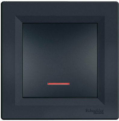 Schneider Electric Asfora Recessed Electrical Lighting Wall Switch no Frame Basic Illuminated Anthracite