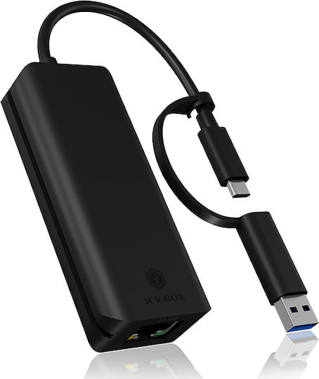 Icy Box IB-LAN300-C3 Αντάπτορας Δικτύου USB-C με Ενσύρματη Σύνδεση Ethernet