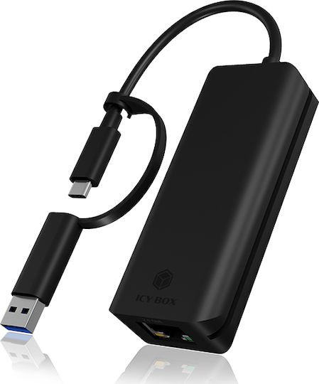 Icy Box IB-LAN300-C3 Αντάπτορας Δικτύου USB-C με Ενσύρματη Σύνδεση Ethernet