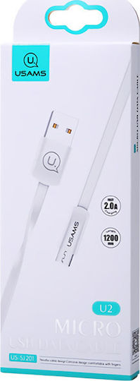 Usams SJ201 1.2m Flat USB 2.0 to micro USB Cable White (SJ201MIC02)