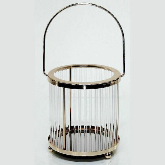Iliadis Tabletop Glass Lantern Gold 12x12x25cm