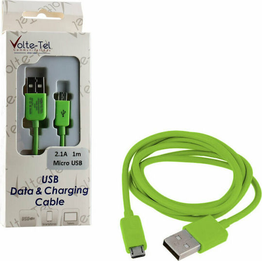 Volte-Tel Regulär USB 2.0 auf Micro-USB-Kabel Grün 1m (8112065) 1Stück