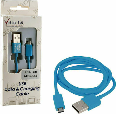 Volte-Tel Regulär USB 2.0 auf Micro-USB-Kabel Blau 1m (8112027) 1Stück