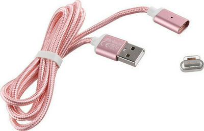 Volte-Tel Braided / Magnetic USB 2.0 to micro USB Cable Ροζ 1m (8228353)