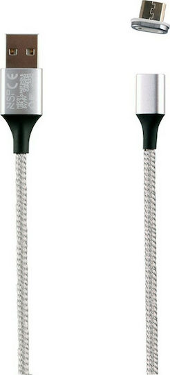 NSP NSP Плетена / Магнитен USB 2.0 до микро USB кабел Сребрист 1м 1бр