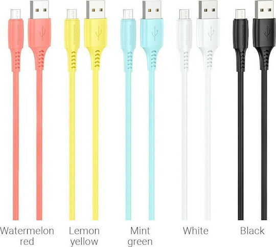 Borofone BX40 30τμχ Regular USB 2.0 spre micro USB Cablu Multicolor 1m 30buc