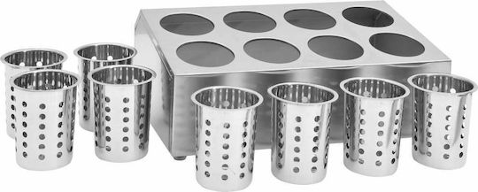 vidaXL Stainless Steel Utensil Holder 20x20x20cm 20cm 8 Positions