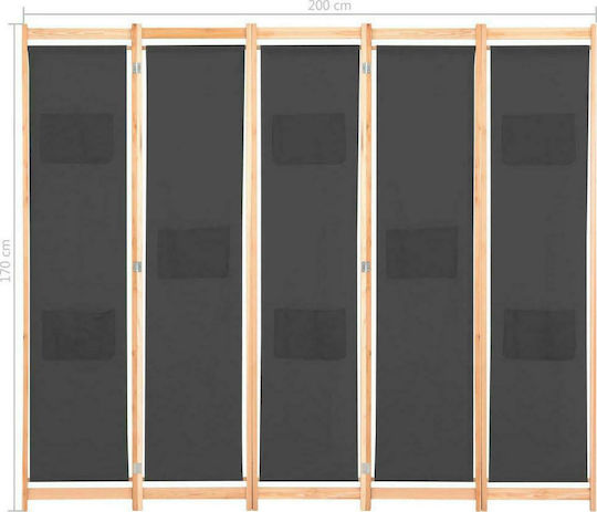 vidaXL Decorative Room Divider Wooden with 4 Panels 200x170cm