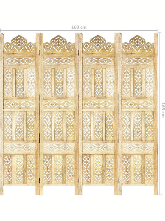 vidaXL Decorative Room Divider Wooden with 4 Panels 160x165cm
