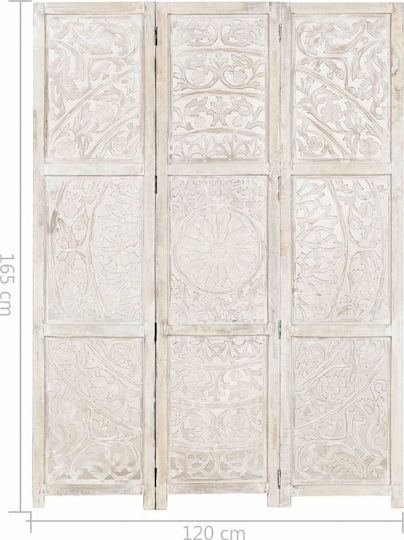 vidaXL Διακοσμητικό Παραβάν Ξύλινο με 3 Φύλλα 120x165cm