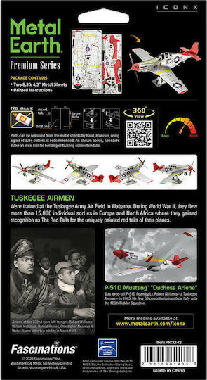 Fascinations Tuskegee P-51D Metal Modeling Figure Airplane 19.3x15.7x7.9cm.