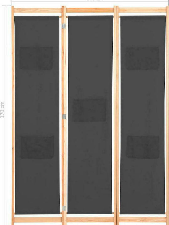 vidaXL Wooden Room Divider with 3 Panels 120x170cm