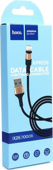 Hoco X26 Xpress Braided USB-A la Cablu Lightning Auriu 1m (HOC-X26i-BG)