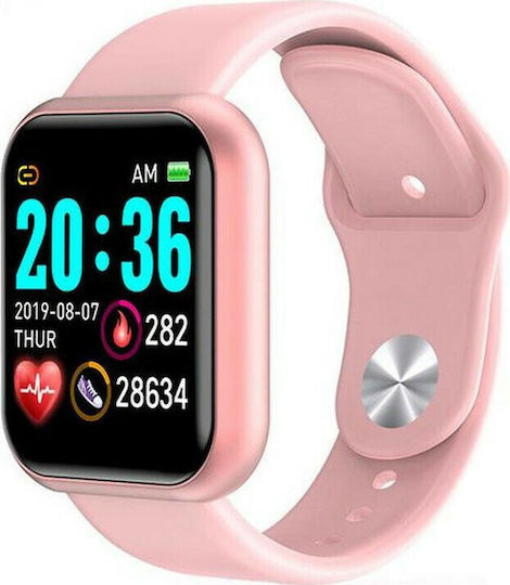 Y68 Smartwatch with Heart Rate Monitor (Pink)