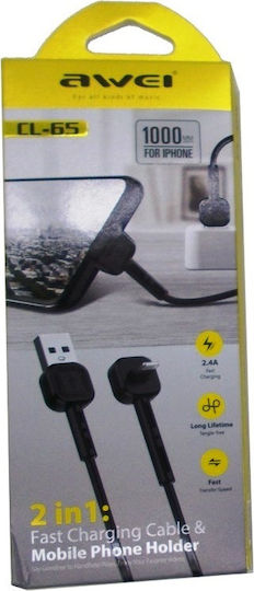 Awei CL-65 Angle (90°) USB-A to Lightning Cable Black 1m