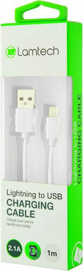 Lamtech Regular USB-A la Cablu Lightning Alb 1m (LAM439881)