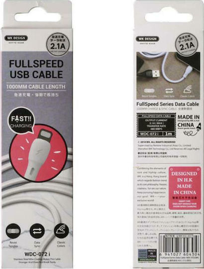 WK WDC-072i USB-A to Lightning Cable White 1m (250407)
