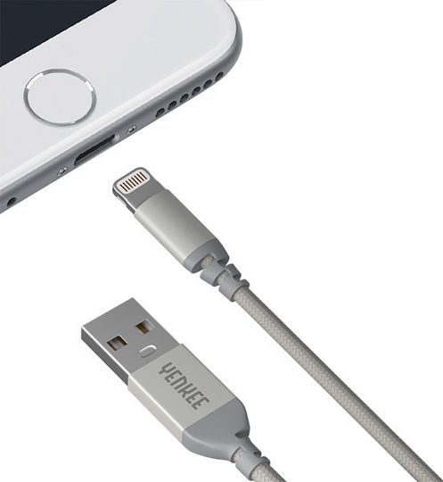 Yenkee Плетена USB-A към Lightning кабел Сив 1м (YCU 611 SR)