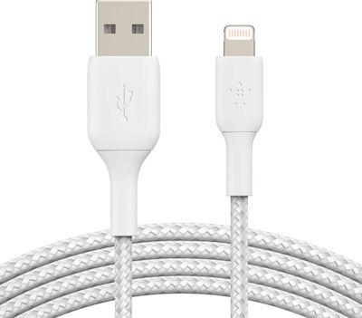 Belkin Braided USB to Lightning Cable Λευκό 0.15m (CAA002bt0MWH)