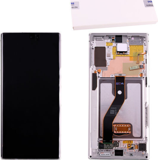 Samsung Screen with Touch Mechanism and Frame for Galaxy Note 10+ (White)