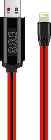 Hoco LED USB to Lightning Cable Κόκκινο 1.2m (HC-U29-LIGHTNING-RED)
