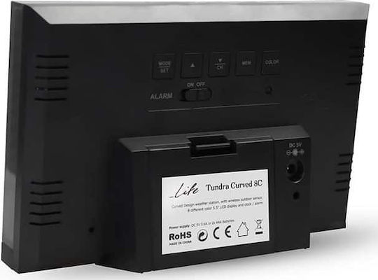 Life Tundra Curved 8C Wireless Digital Weather Station Tabletop Black