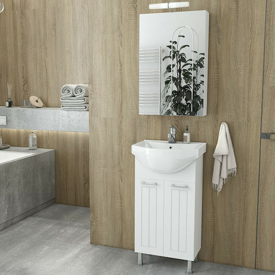 Drop Ritmo 45 Bench with Washbasin & Mirror Glossy Lacquer L41.5xW24xH80cm White