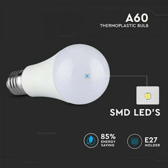 V-TAC Λάμπα LED 6.5W για Ντουί E27 και Σχήμα A60 Φυσικό Λευκό 160lm
