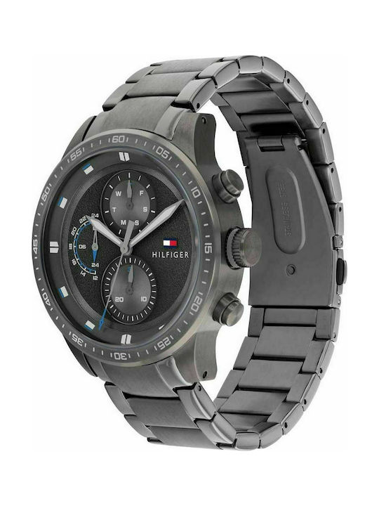 Tommy Hilfiger Uhr Chronograph Batterie mit Gray Metallarmband